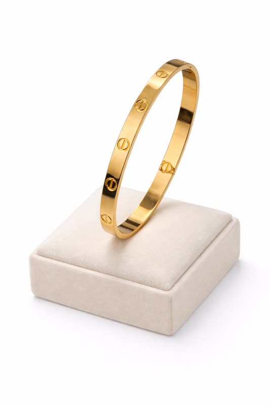 Classic Gold-Tone Screw Design Bangle Bracelet