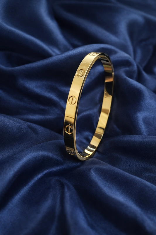 Classic Gold-Tone Screw Design Bangle Bracelet