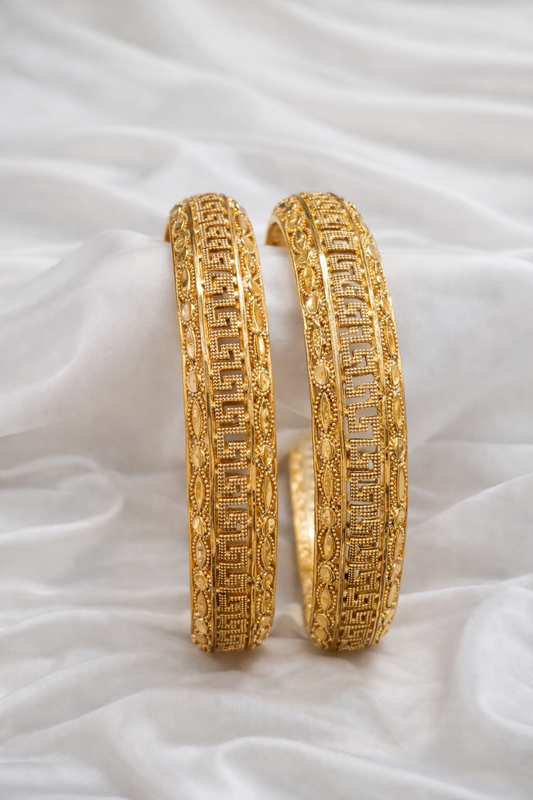 Classic Greek Key Gold Bangles