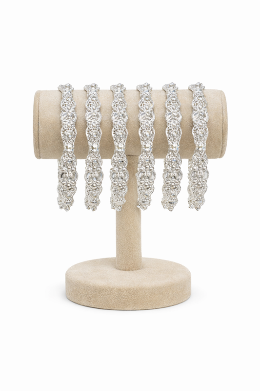 Elegant Silver-Tone Traditional Bangles – Set