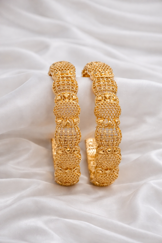 Filigree Beaded Gold Bangles